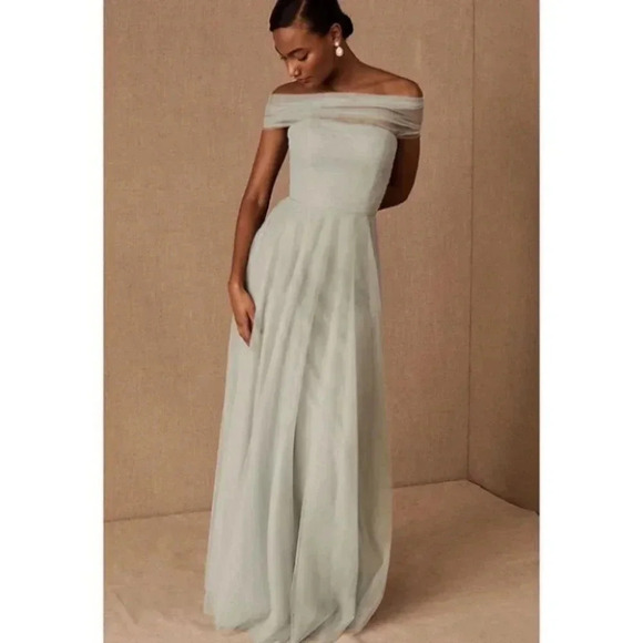 NWT Anthropologie BHLDN Jenny Yoo Ryder Convertible Maxi Dress in Seaglass Green - Picture 3 of 15